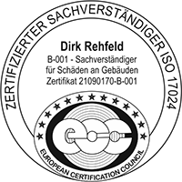 Sachverständiger für Schäden an Gebäuden gemäß DIN ISO/ICE 17024 (European Certification Council)